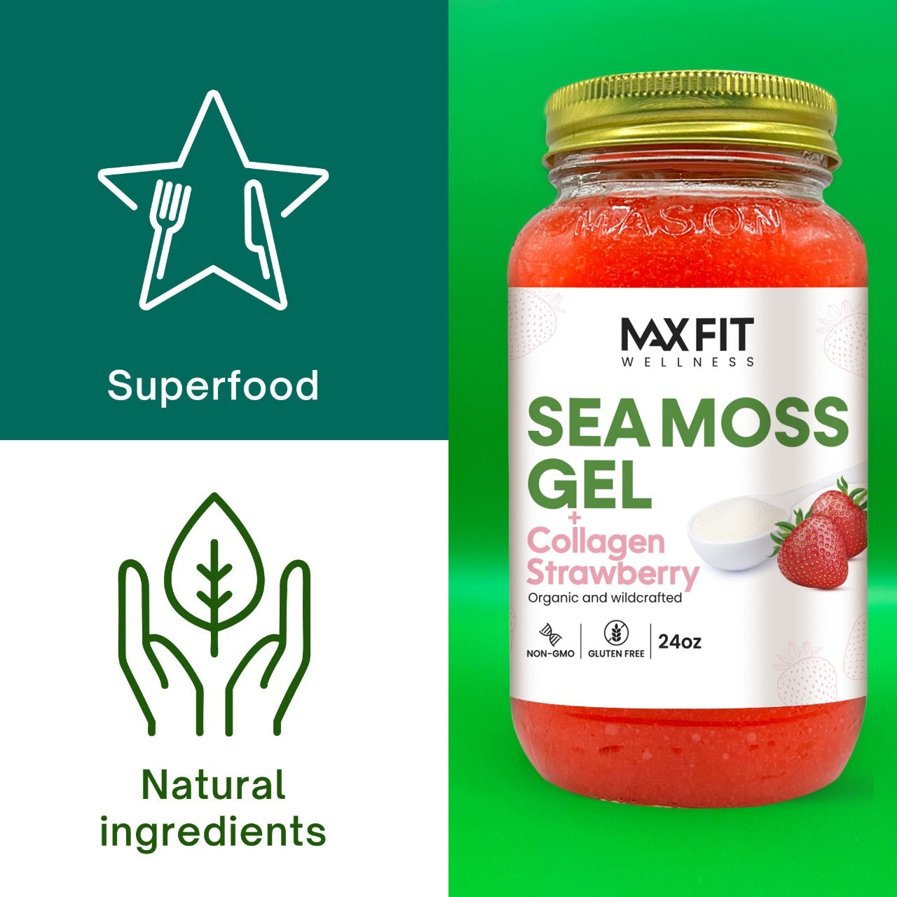 Collagen Strawberry Sea Moss Gel 24oz