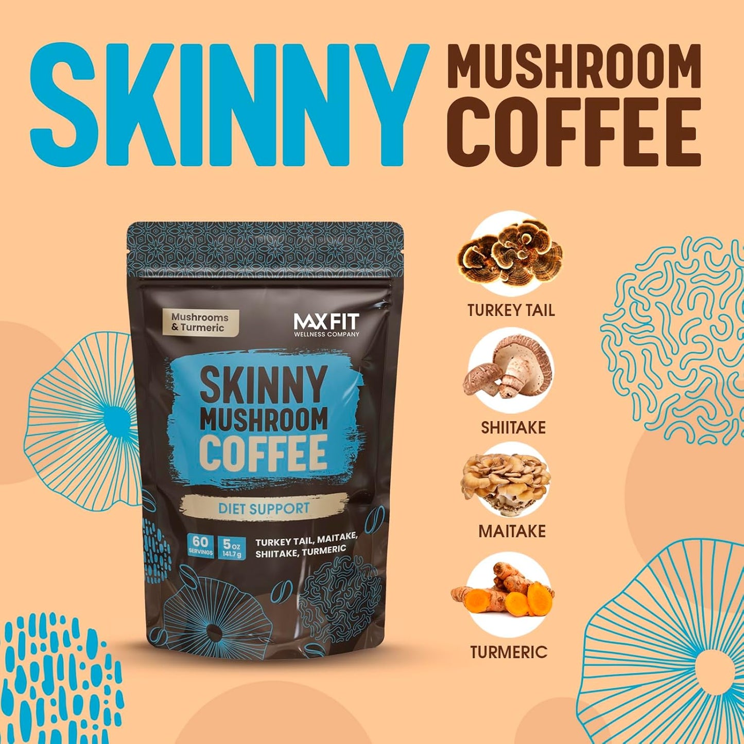 Skinny Instant Mushroom Coffee (60 Servings)