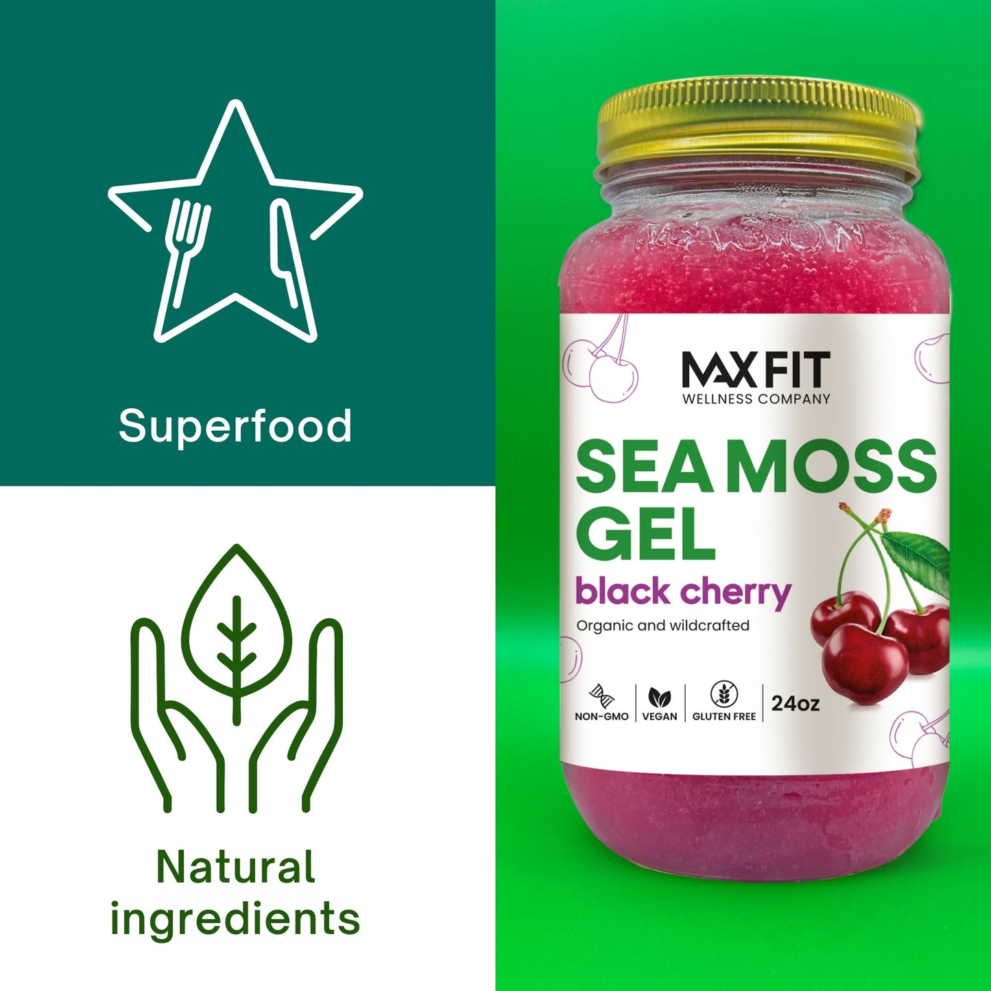 BLACK CHERRY ORGANIC SEA MOSS GEL 24oz - 1800SEAMOSS.com