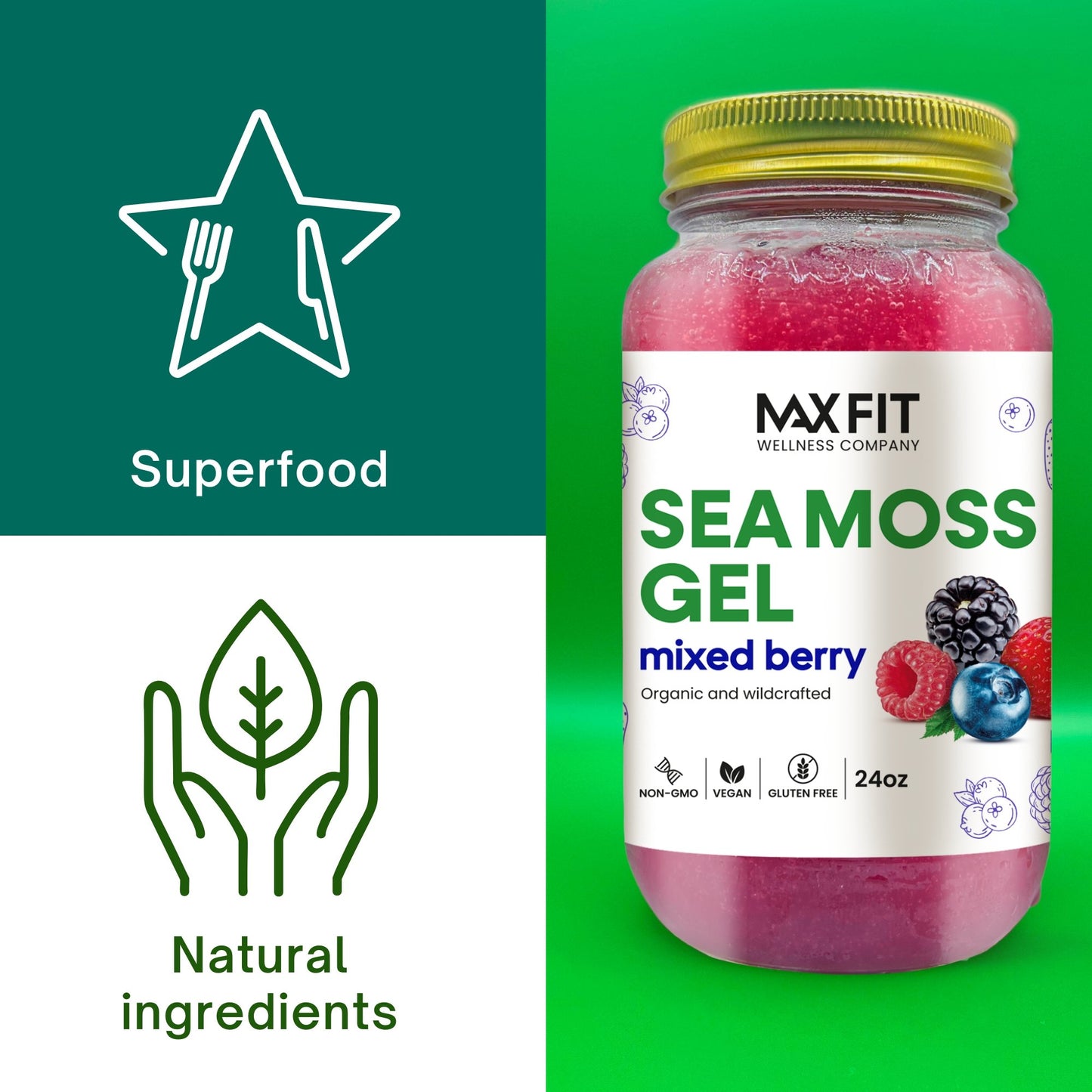 MIXED BERRY SEA MOSS GEL 24oz - 1800SEAMOSS.com