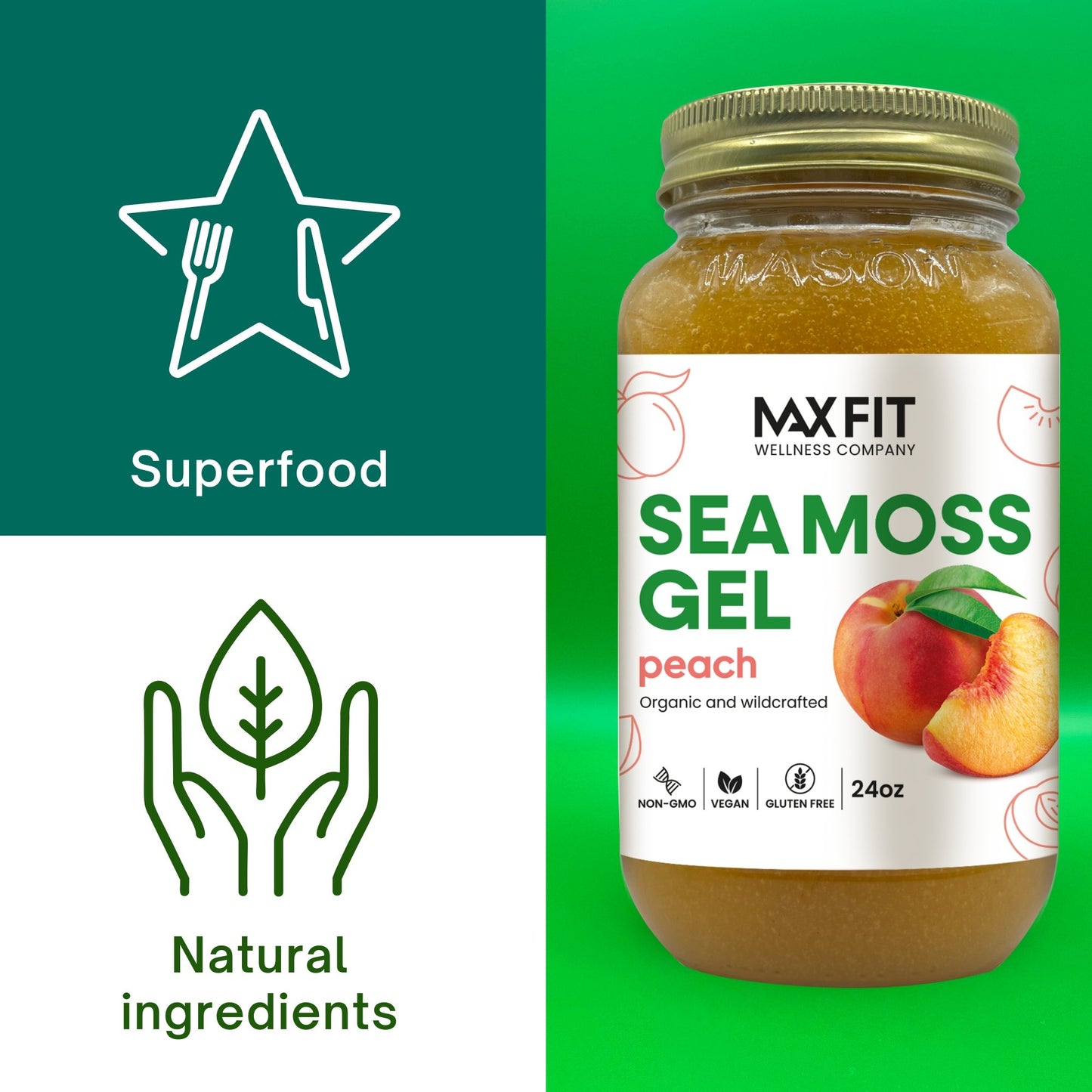 PEACH SEA MOSS GEL 24oz - 1800SEAMOSS.com