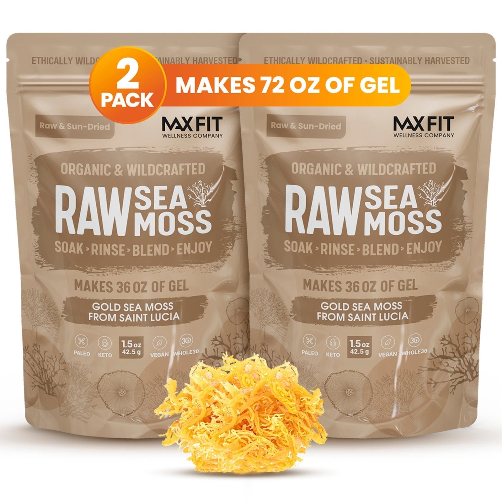 Sea Moss Gold, Premium (Dried No Salt Or Sand) — Duals Natural
