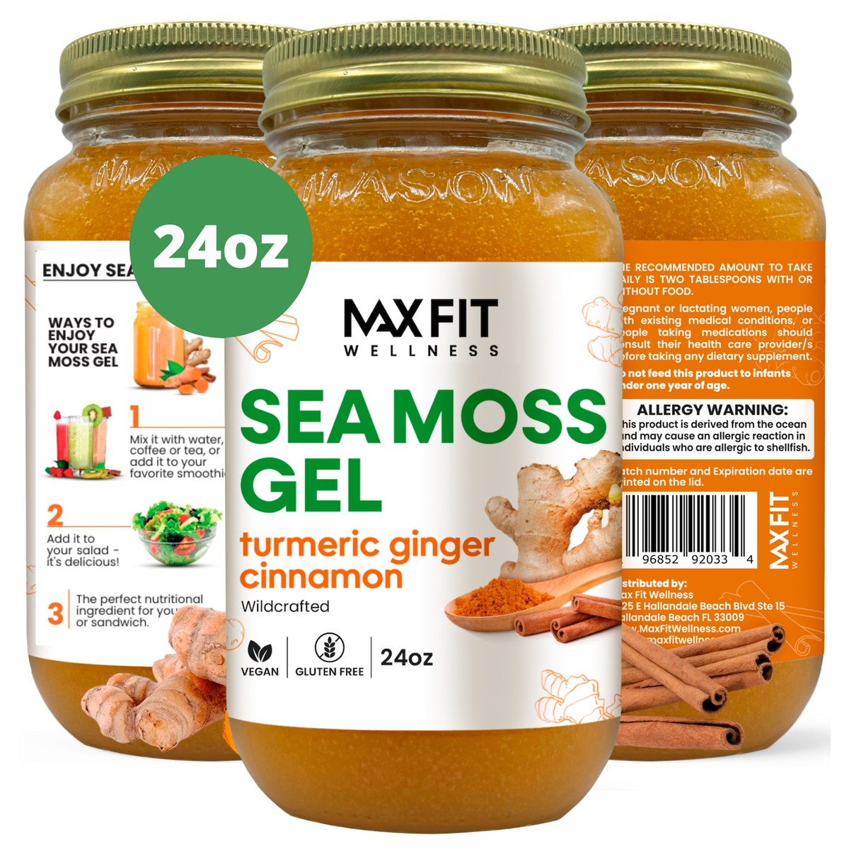 Turmeric Ginger Cinnamon Sea Moss Gel 24oz