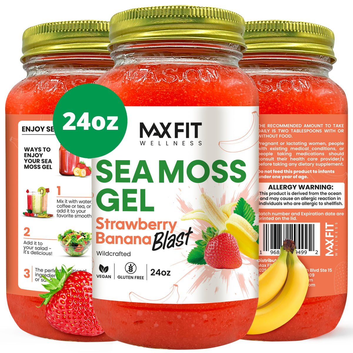 Strawberry Banana Sea Moss Gel 24oz