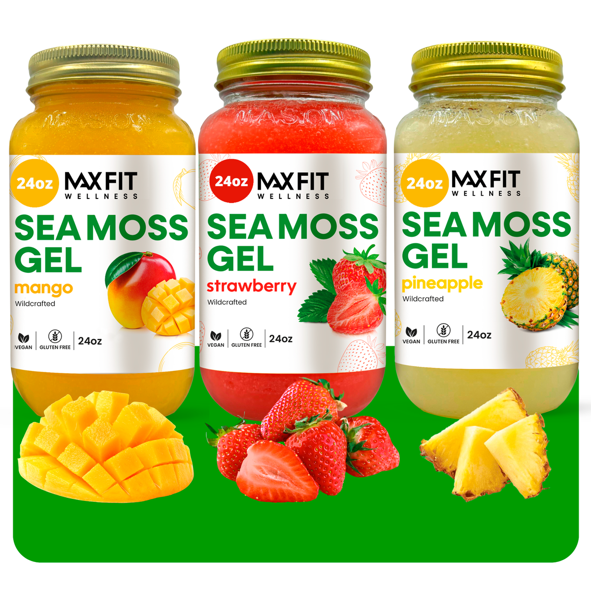 Tropical Bundle 3 jars of 24 oz(Strawberry, Pineapple, Mango)