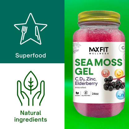 Elderberry + Vitamins C, D3, Zinc Sea Moss Gel 24oz