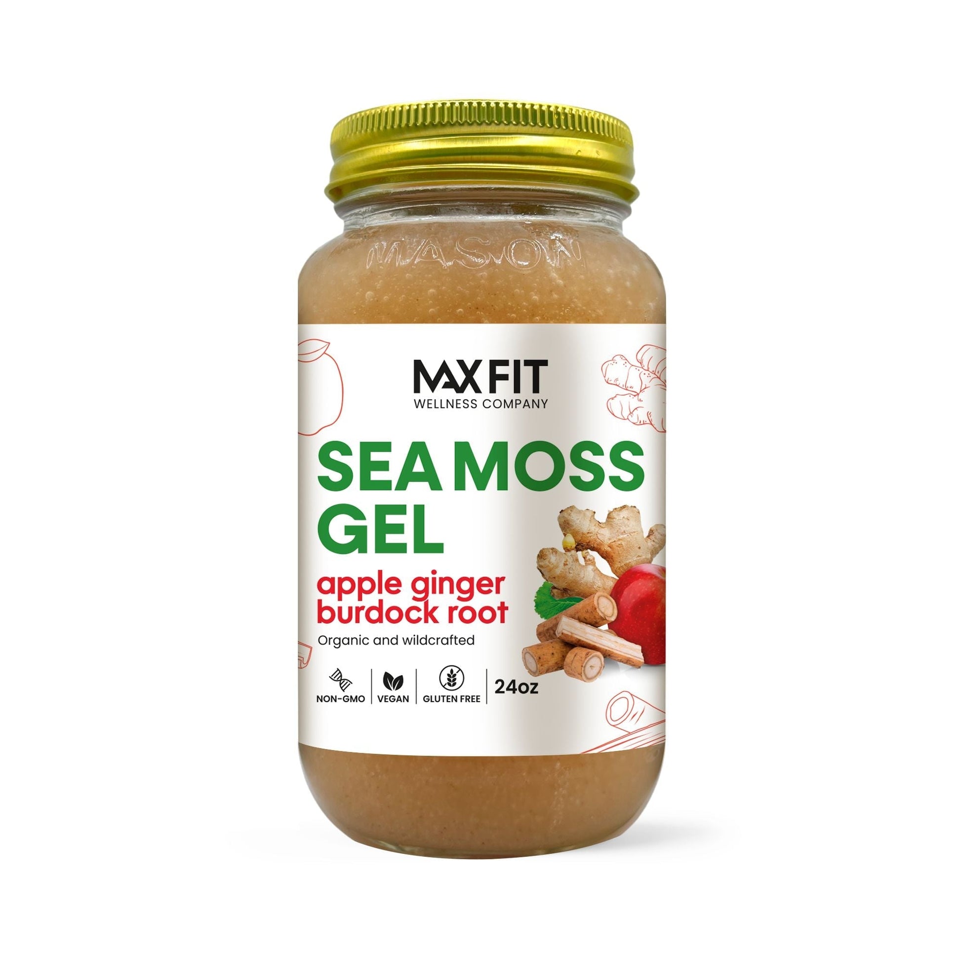 Apple Ginger Burdock Root Sea Moss Gel 24oz - 1800SEAMOSS.com