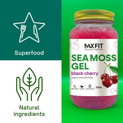 BLACK CHERRY ORGANIC SEA MOSS GEL 24oz - 1800SEAMOSS.com