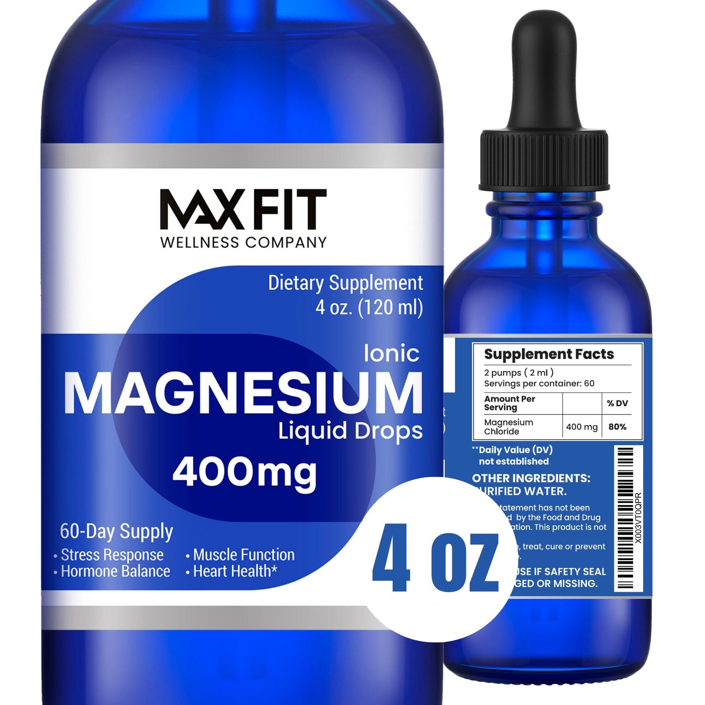 Ionic Liquid Magnesium Chloride Drops 400 mg Max Fit Wellness