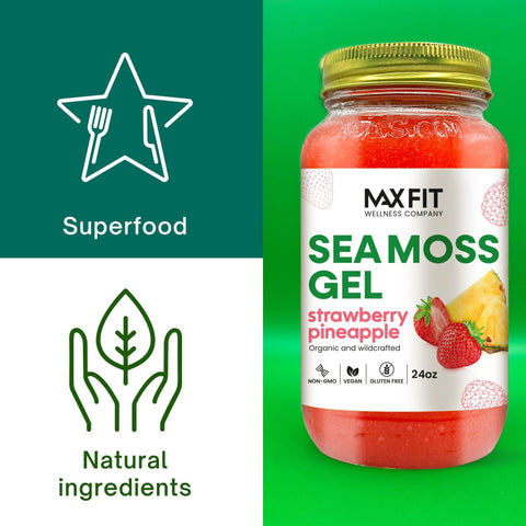 STRAWBERRY PINEAPPLE SEA MOSS GEL 24oz - 1800SEAMOSS.com