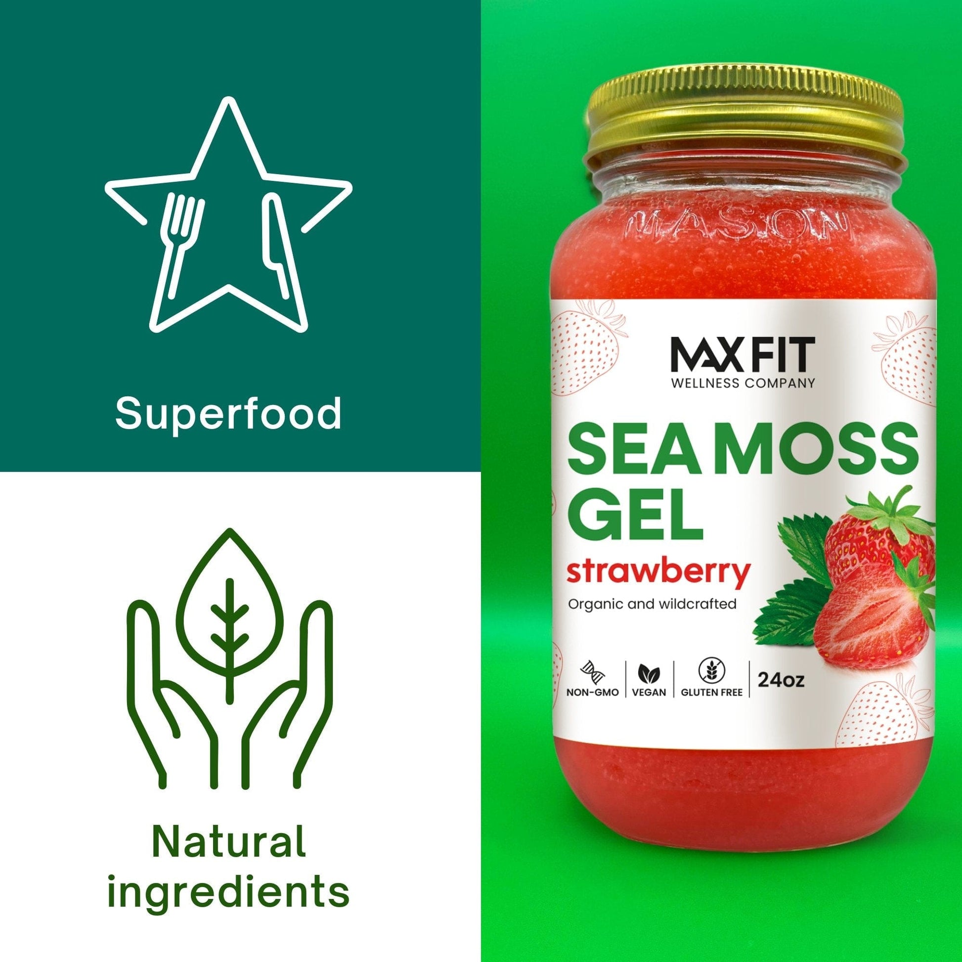 STRAWBERRY SEA MOSS GEL 24oz - 1800SEAMOSS.com